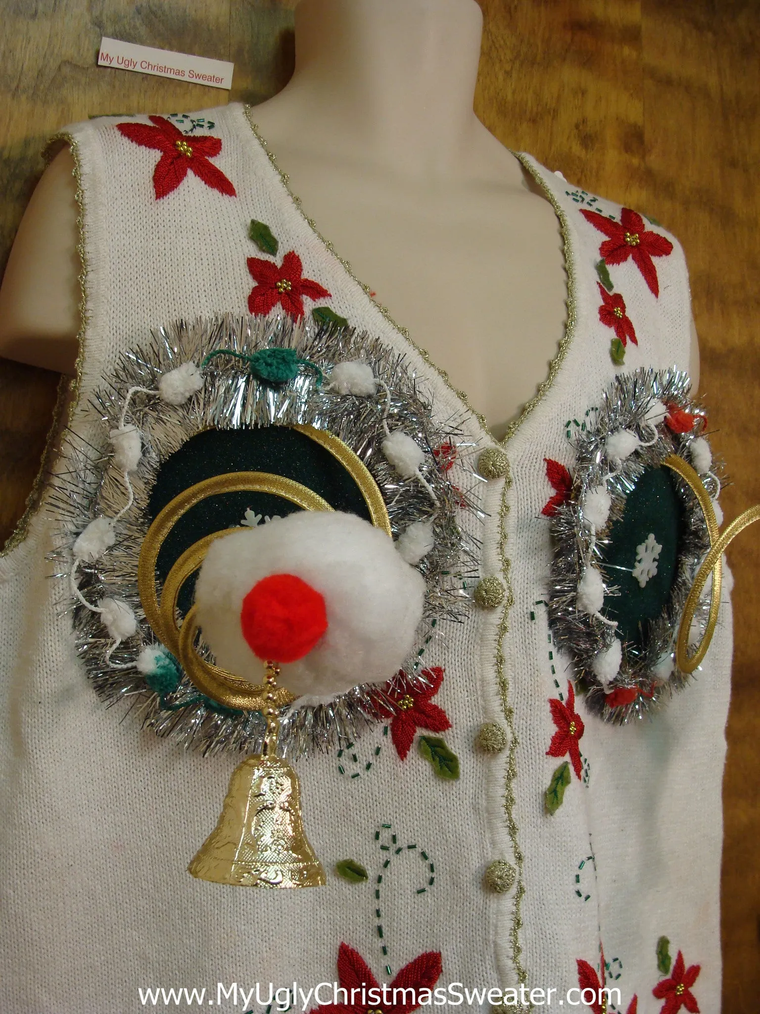 Funny Naughty Ugly Christmas Sweater Vest Springy Boobs
