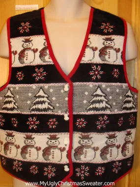 Funny Tacky Christmas Sweater Vest with Snowmen