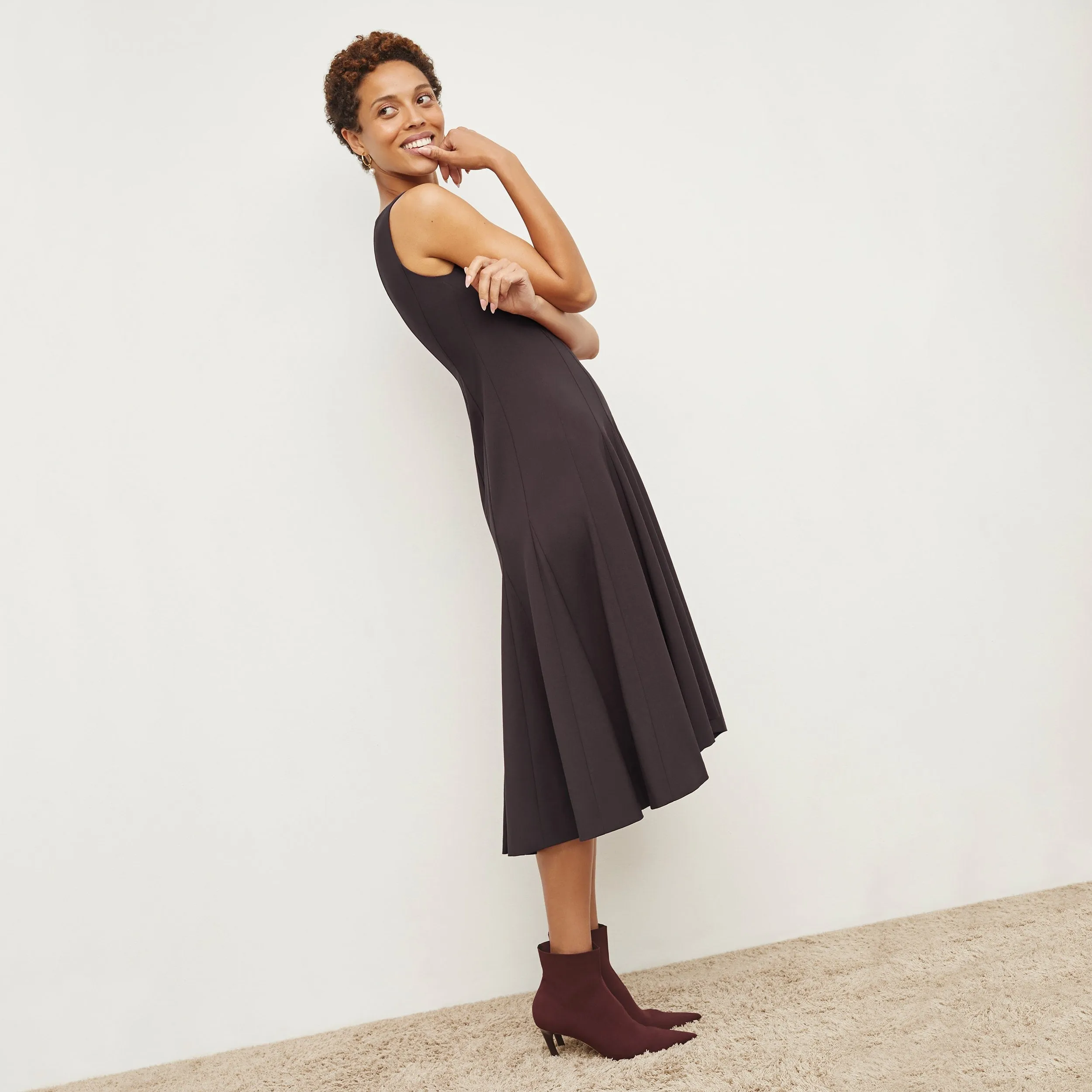 Gabriella Dress - Washable Wool Twill :: Haze