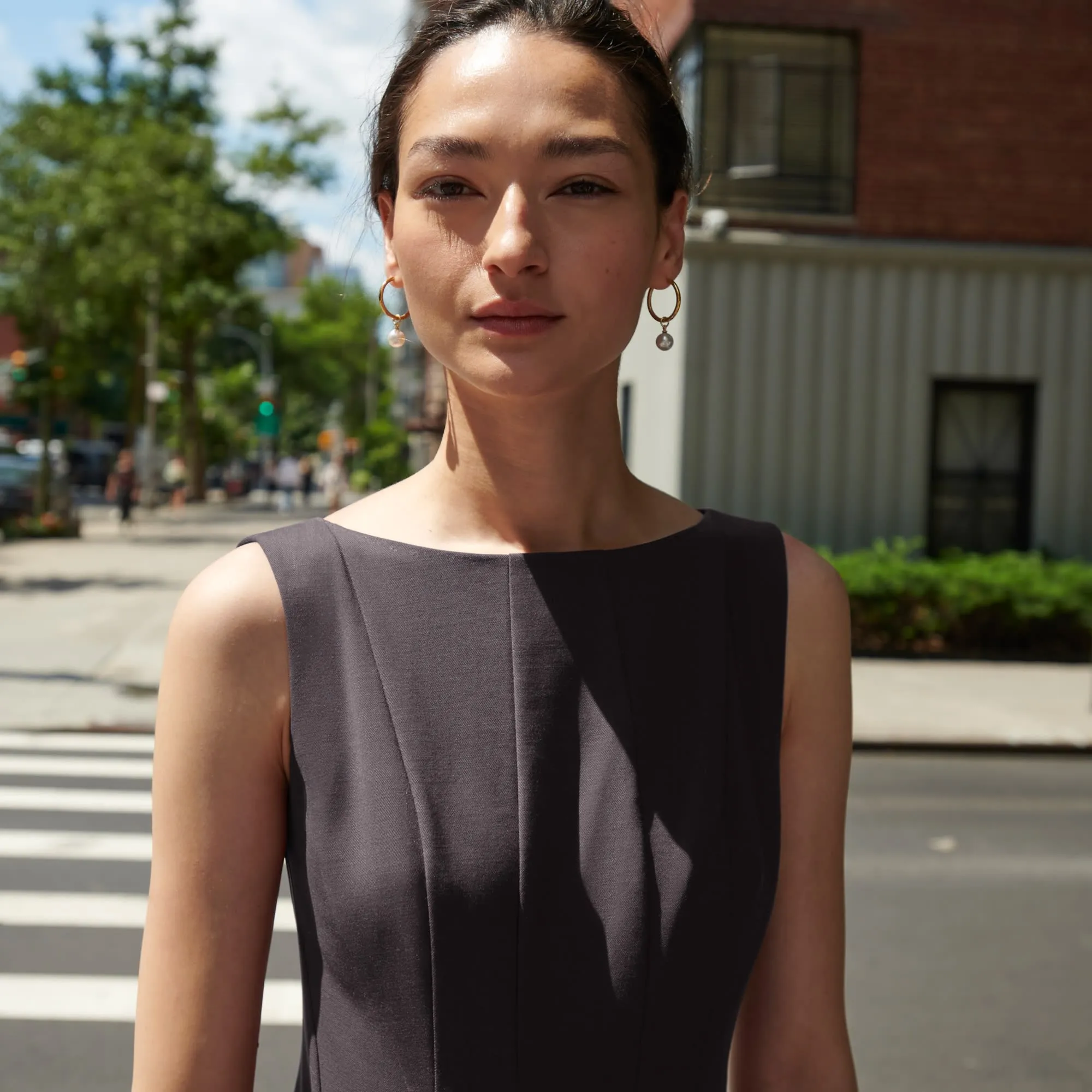 Gabriella Dress - Washable Wool Twill :: Haze