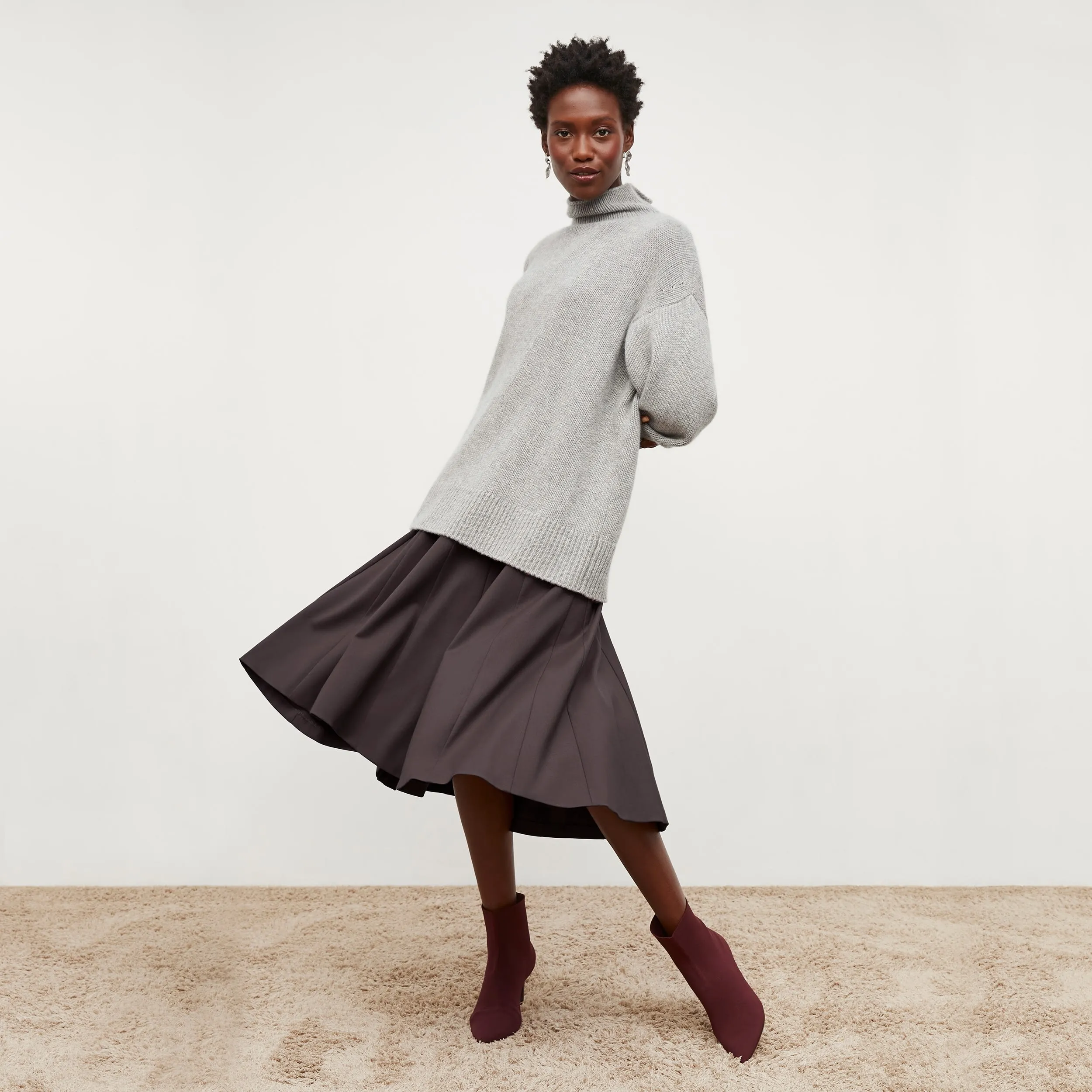 Gabriella Dress - Washable Wool Twill :: Haze
