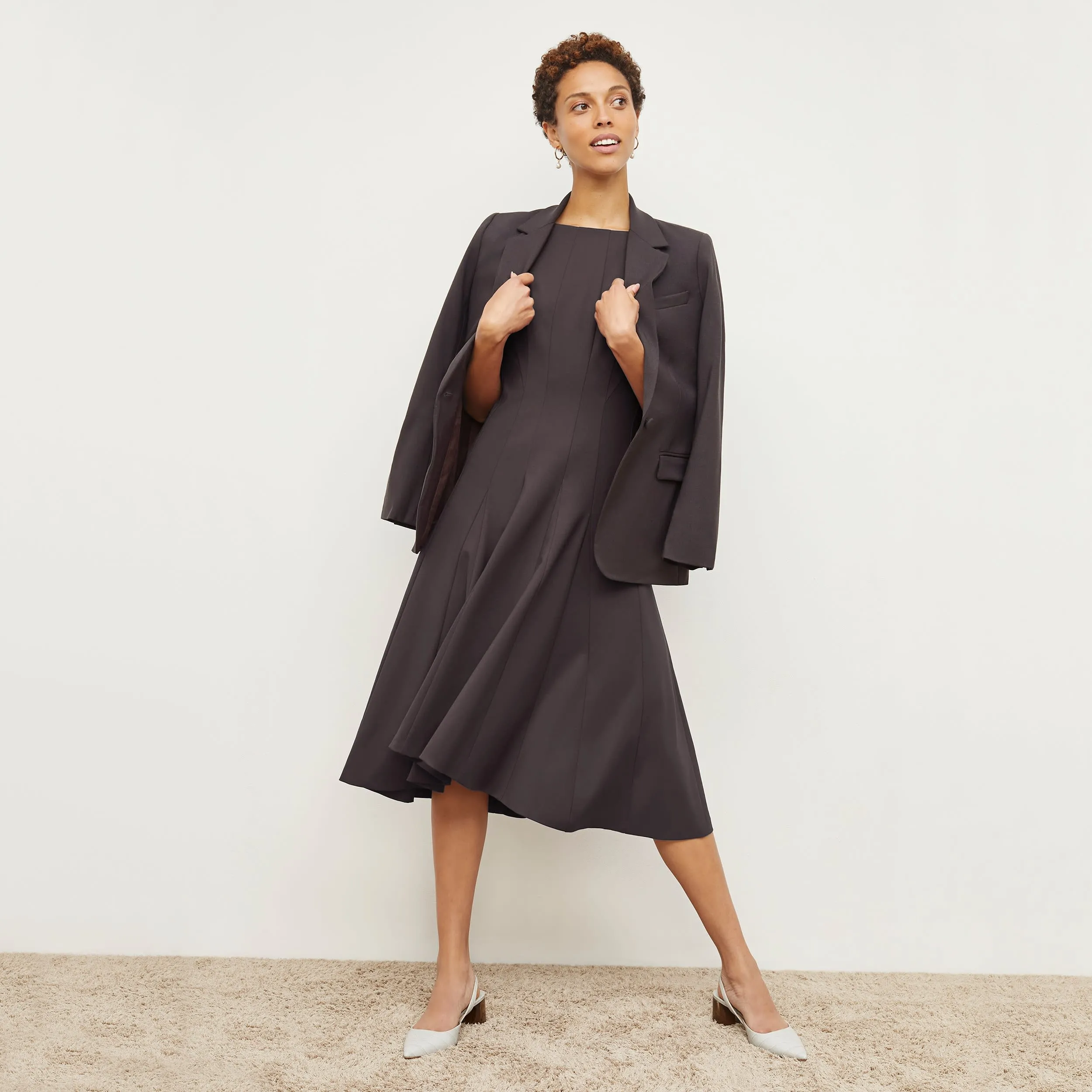 Gabriella Dress - Washable Wool Twill :: Haze