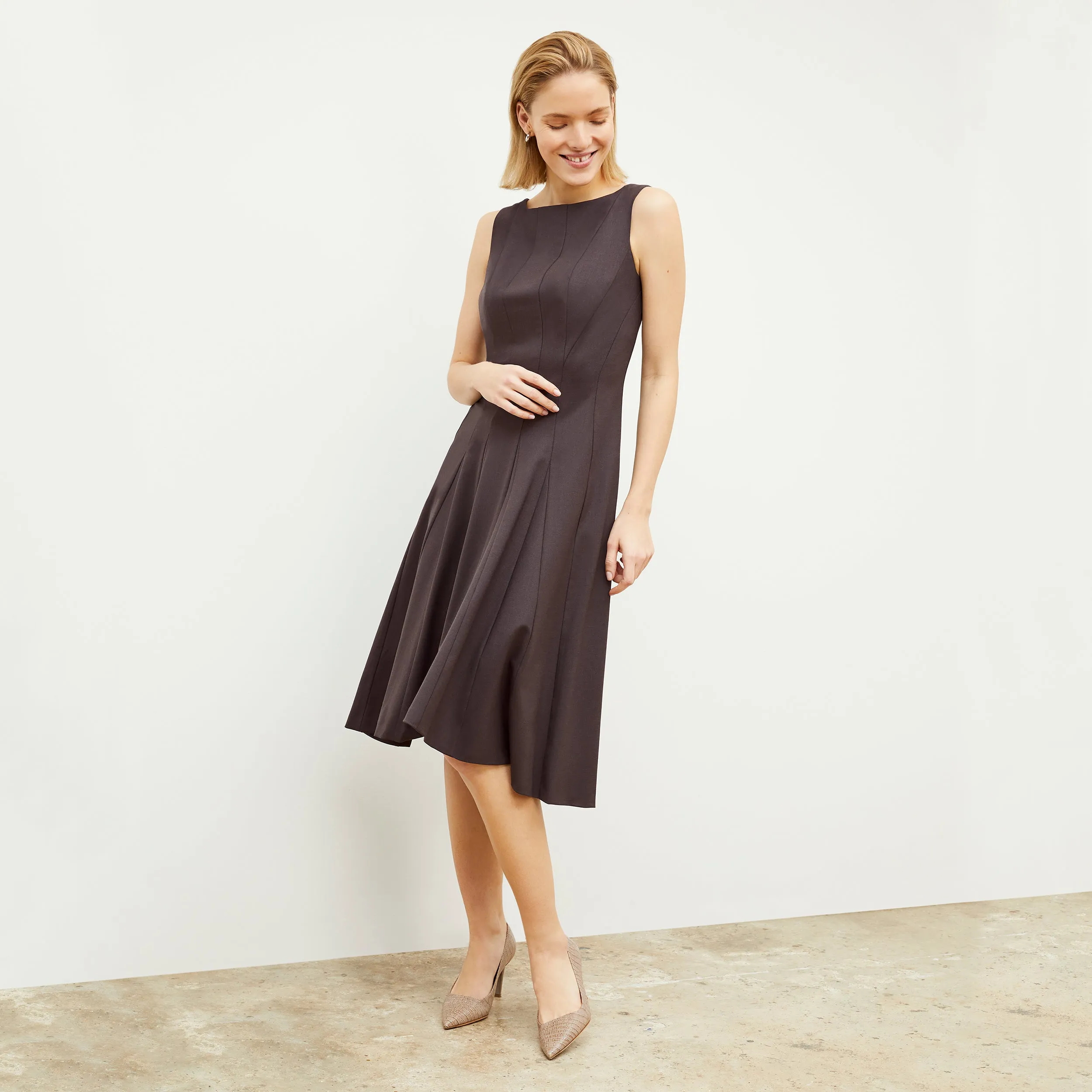 Gabriella Dress - Washable Wool Twill :: Haze
