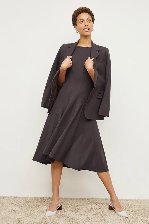 Gabriella Dress - Washable Wool Twill :: Haze