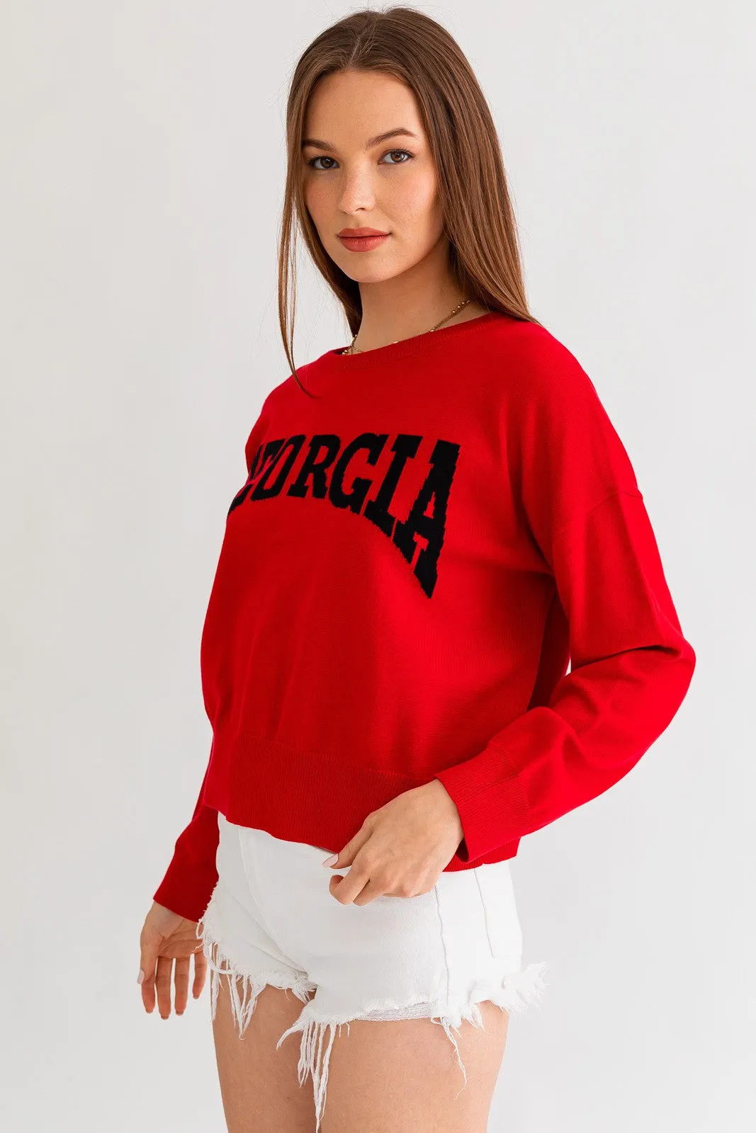 Georgia Game Day Light Weight Red and Black Sweater