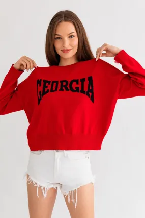 Georgia Game Day Light Weight Red and Black Sweater