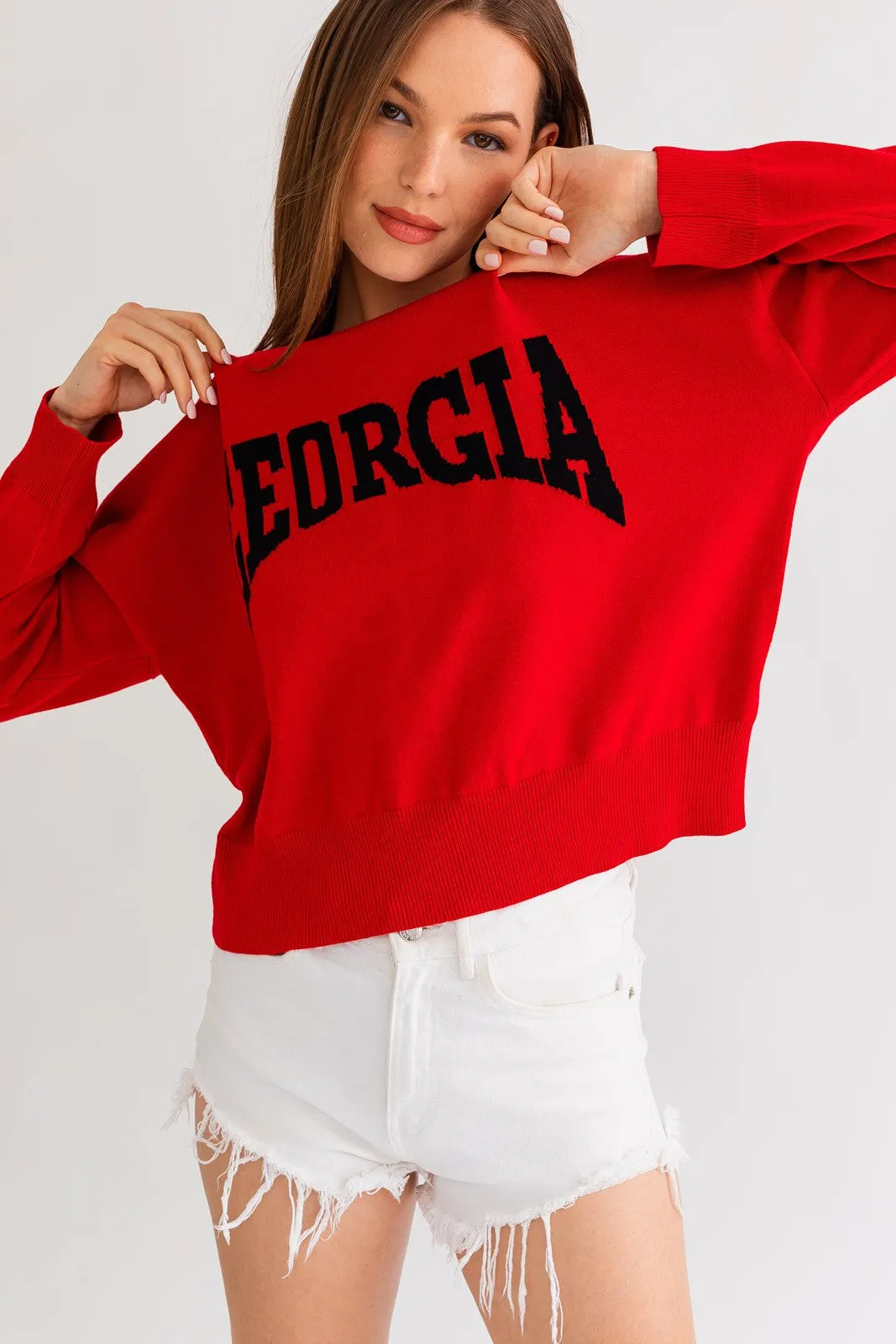 Georgia Game Day Light Weight Red and Black Sweater