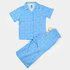 Girls Jersey/Terry 2 Piece Suit Tulip - Blue