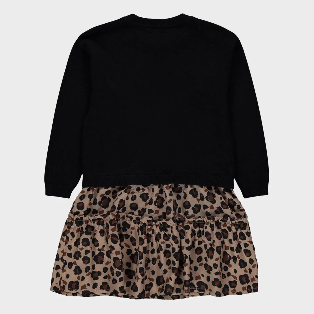 Girls Leopard Print 2 in 1 Jumper Skirt