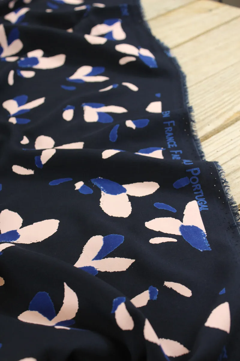Églantine & Zoé - Petali Navy Blue Viscose Poplin Fabric