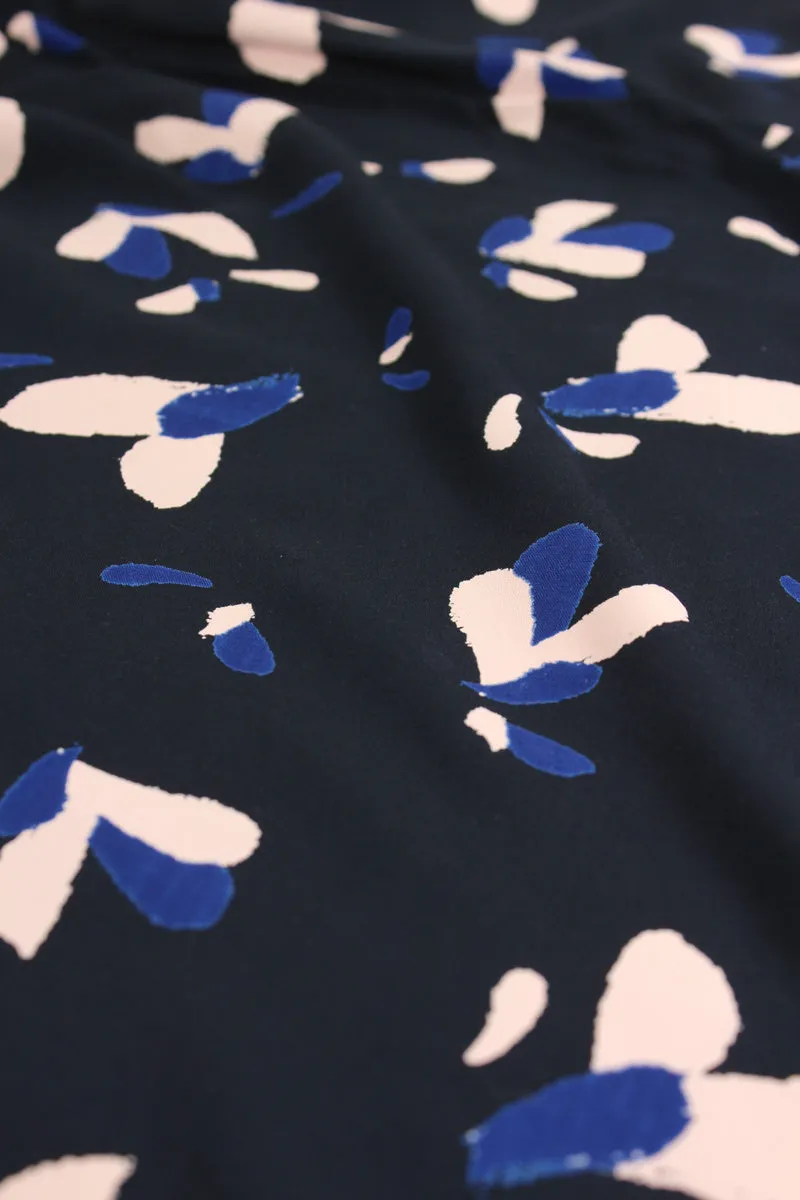 Églantine & Zoé - Petali Navy Blue Viscose Poplin Fabric