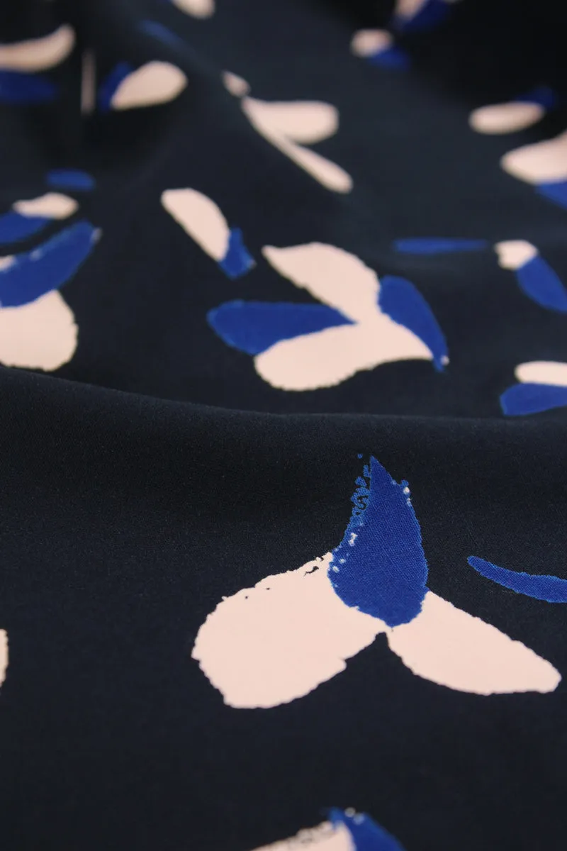 Églantine & Zoé - Petali Navy Blue Viscose Poplin Fabric