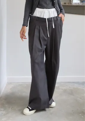 Grey Layered Drawstring Tailored Boxer Pants