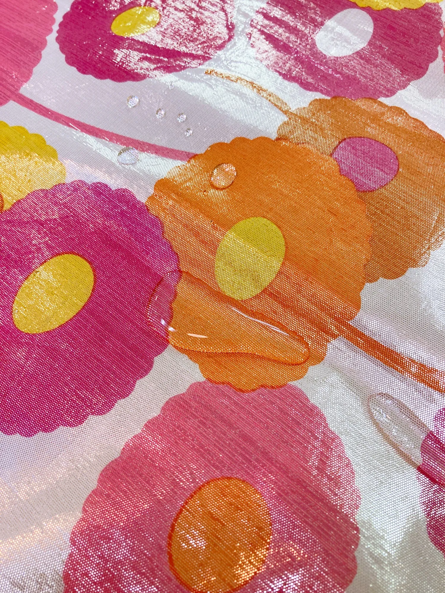 Junya Watanabe SS2000 glittery pink orange white floral waterproof skirt
