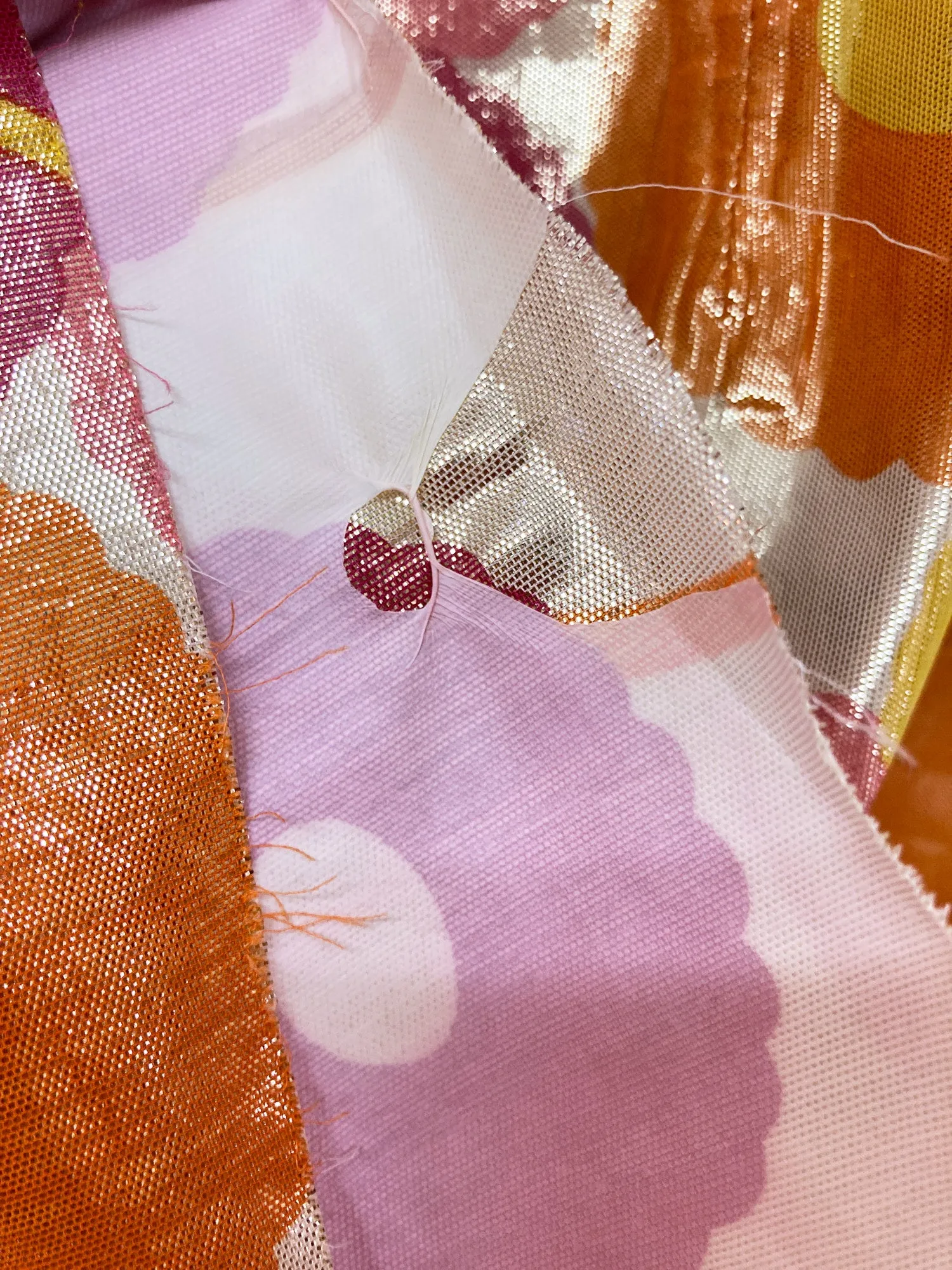 Junya Watanabe SS2000 glittery pink orange white floral waterproof skirt