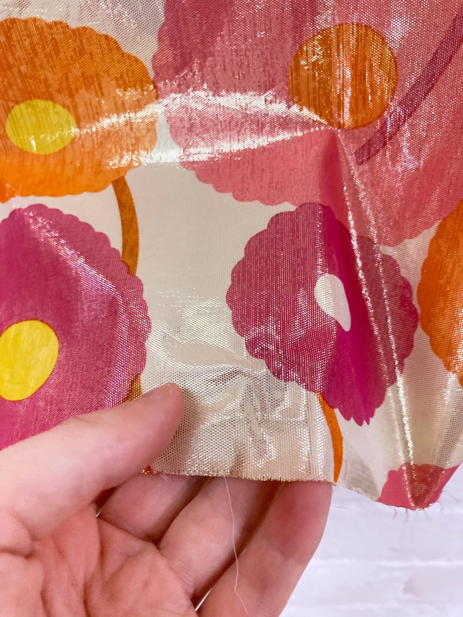 Junya Watanabe SS2000 glittery pink orange white floral waterproof skirt