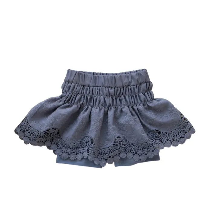 Lace Trimmed Cotton Culottes for Girls