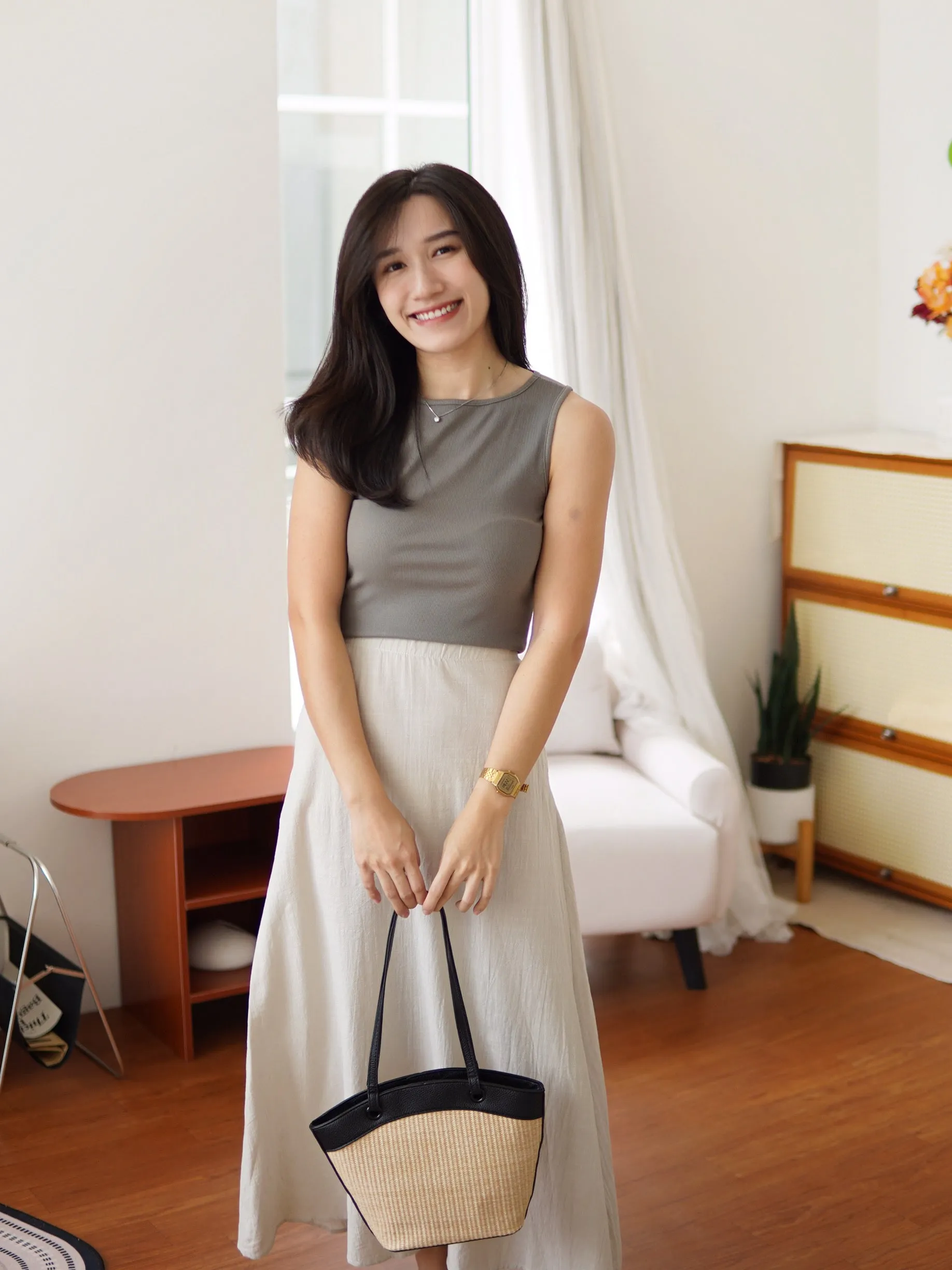Linen Flowy Maxi Skirt