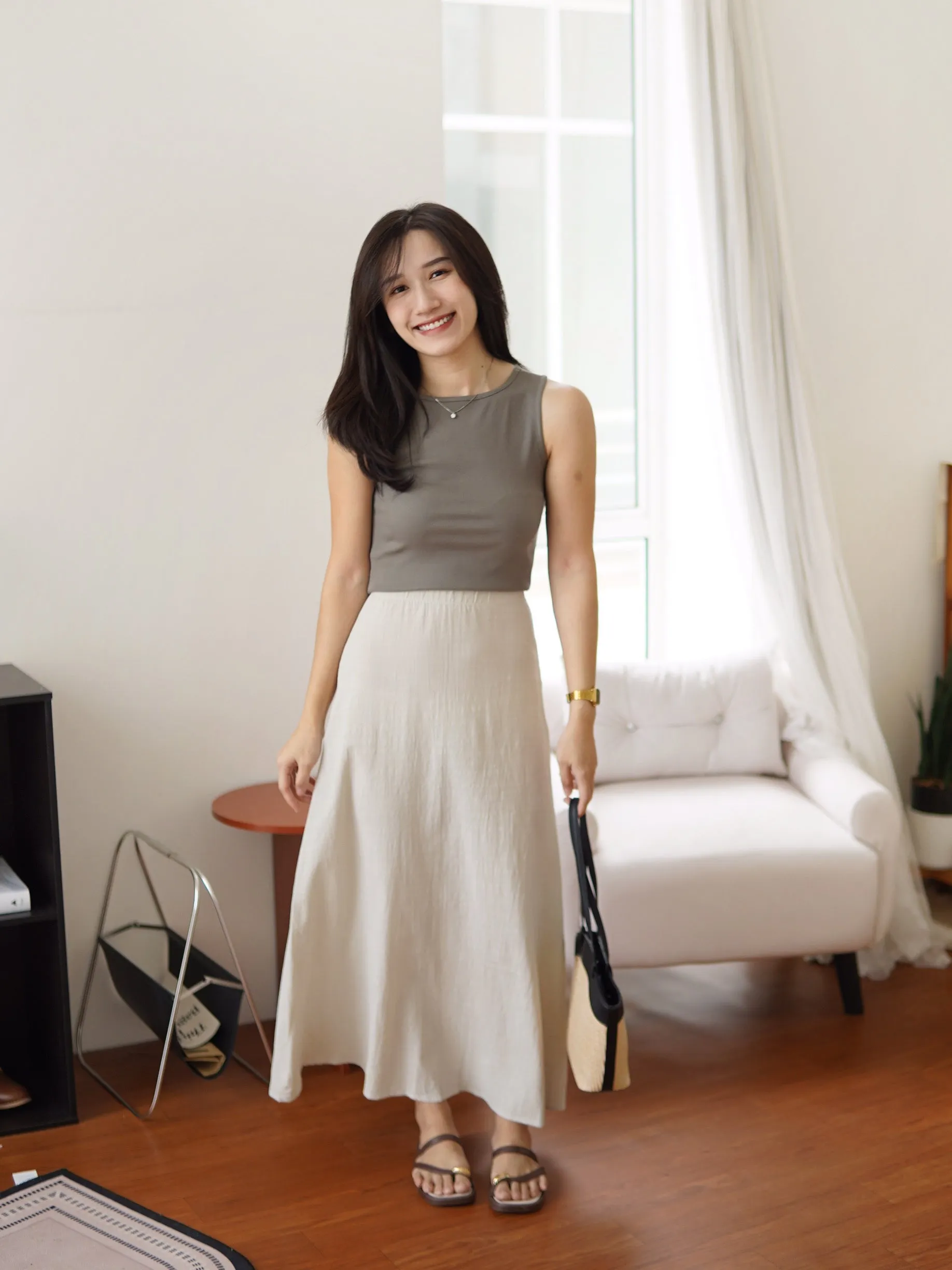 Linen Flowy Maxi Skirt