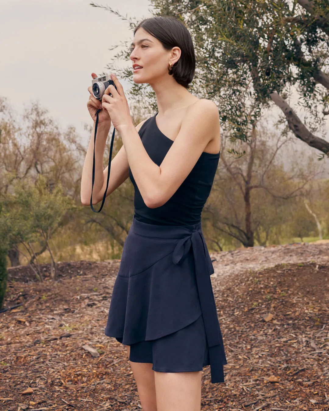 Linen Wrap Mini Skirt