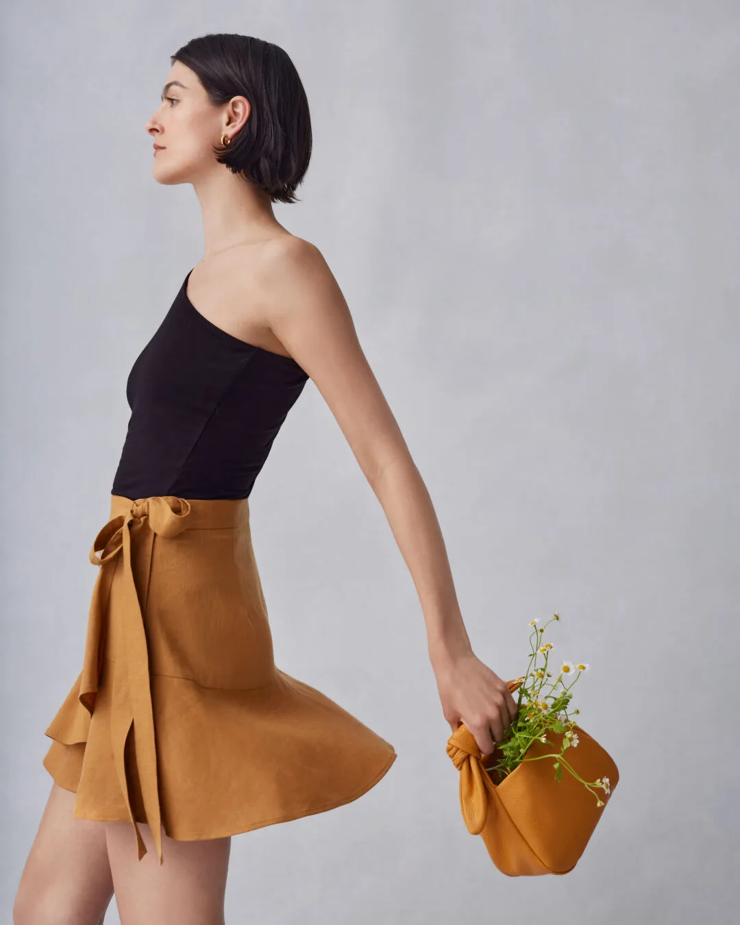Linen Wrap Mini Skirt