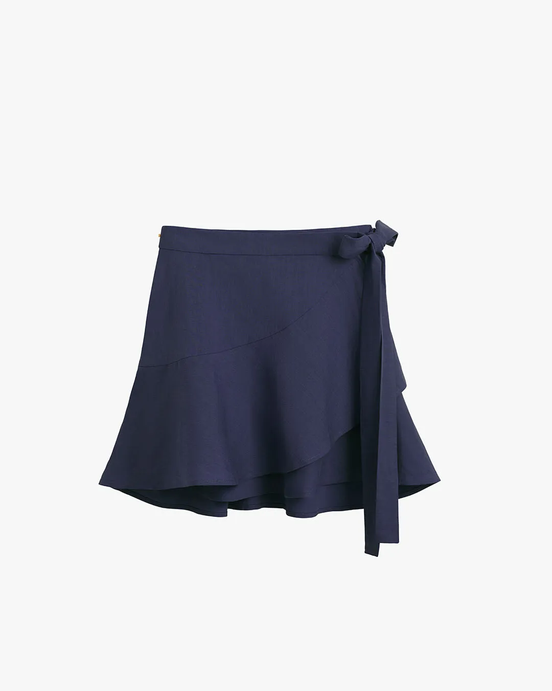 Linen Wrap Mini Skirt