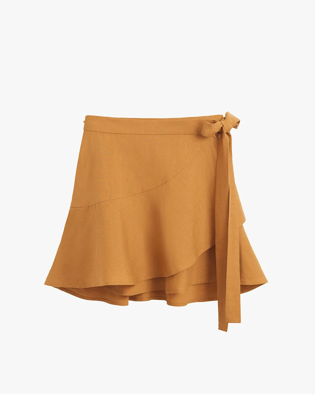 Linen Wrap Mini Skirt