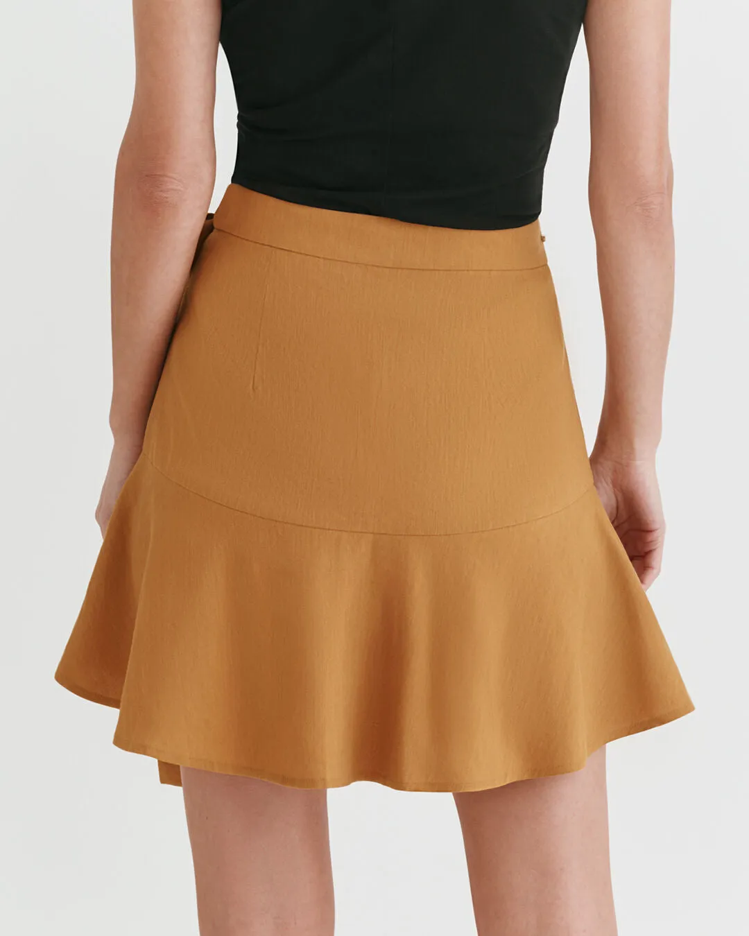 Linen Wrap Mini Skirt
