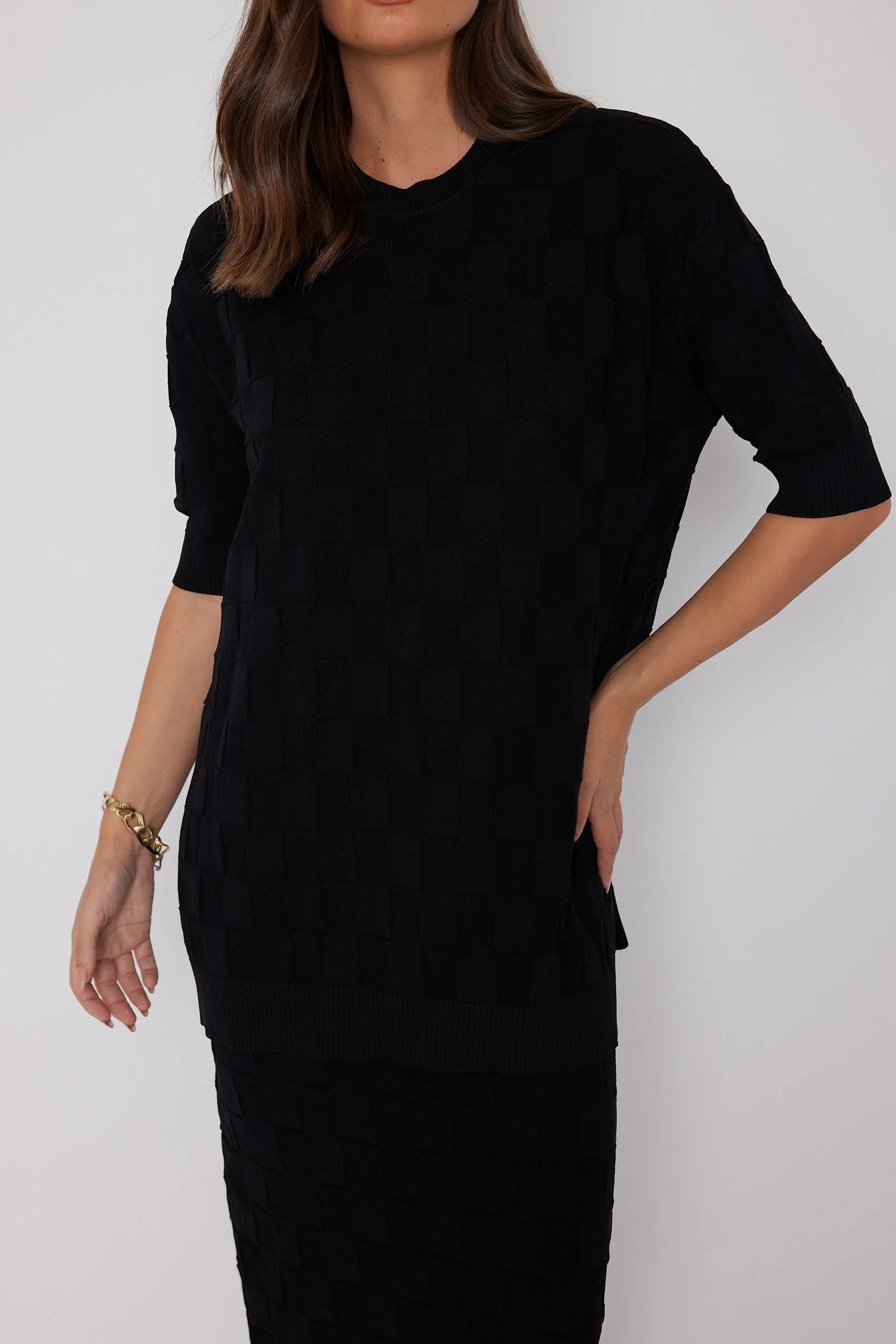 LUX Crew Knit Top Black