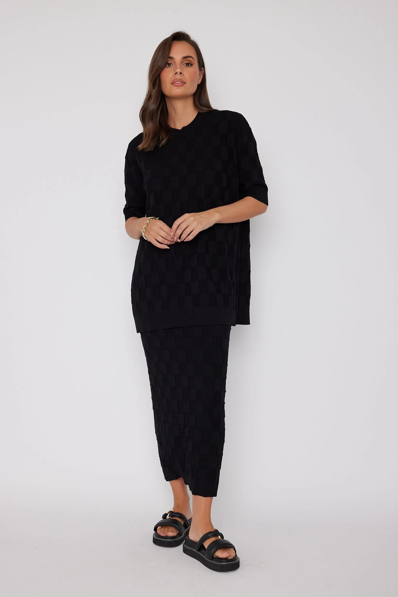 LUX Crew Knit Top Black