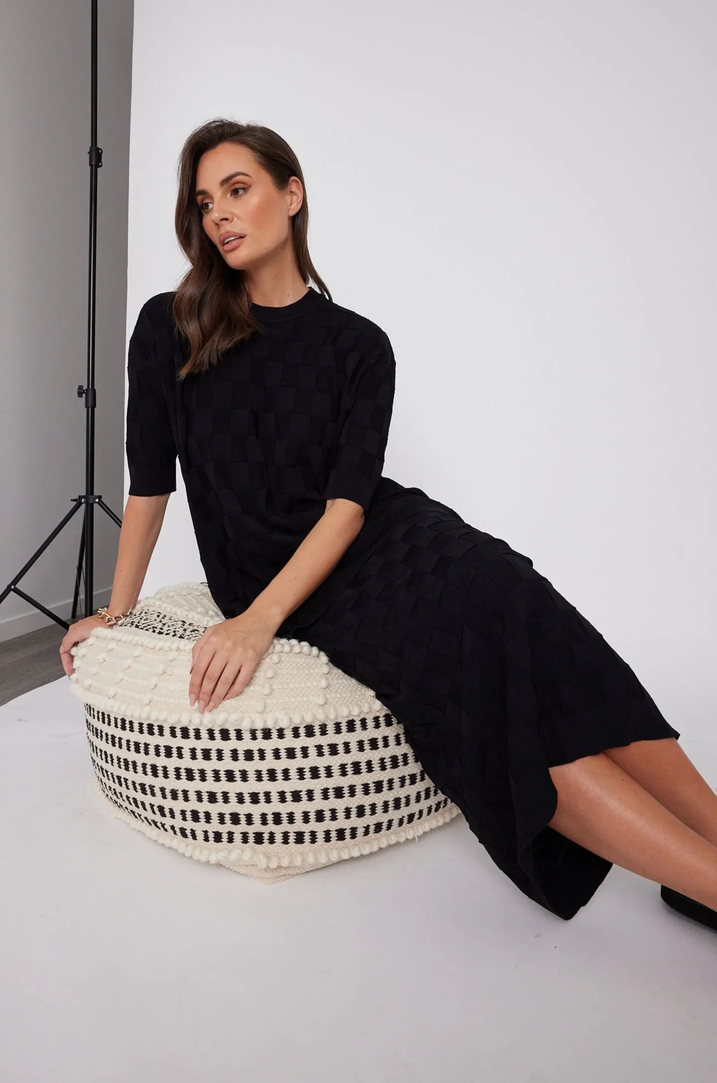 LUX Crew Knit Top Black