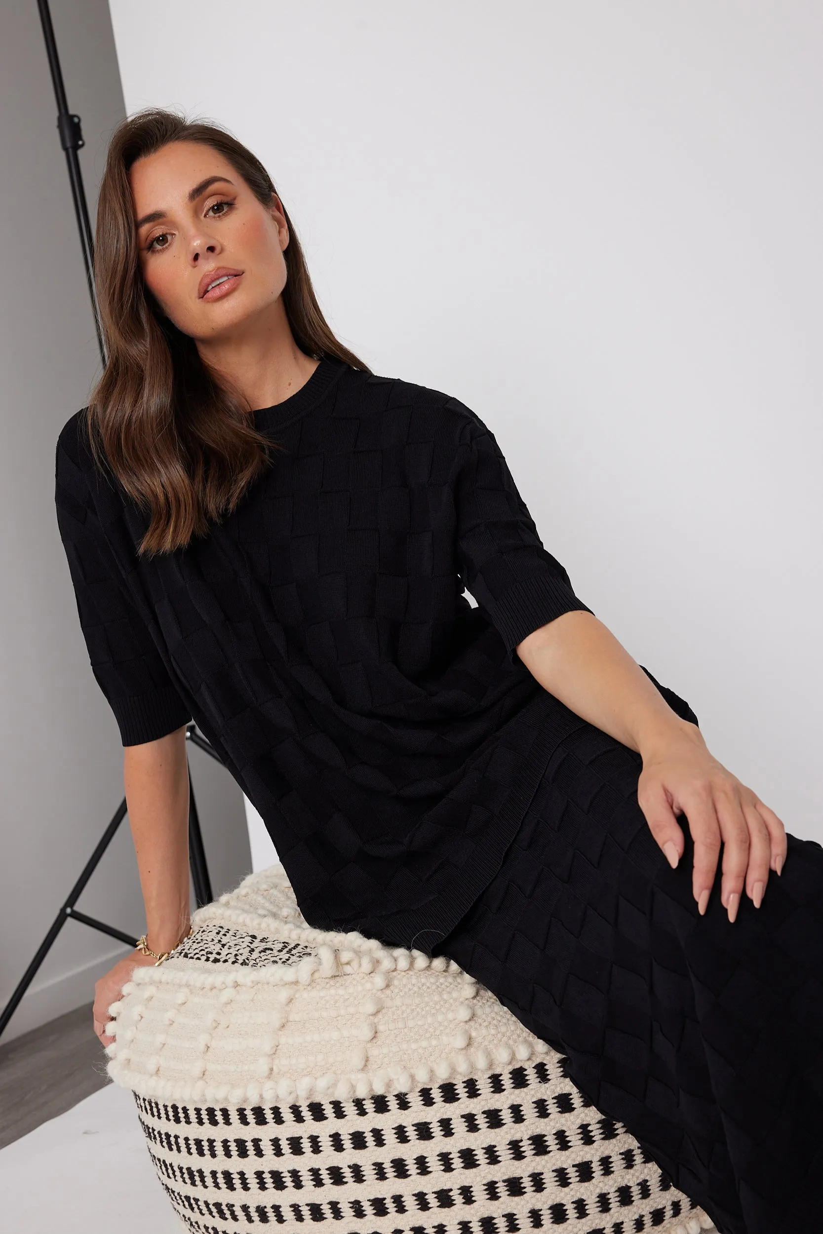 LUX Crew Knit Top Black