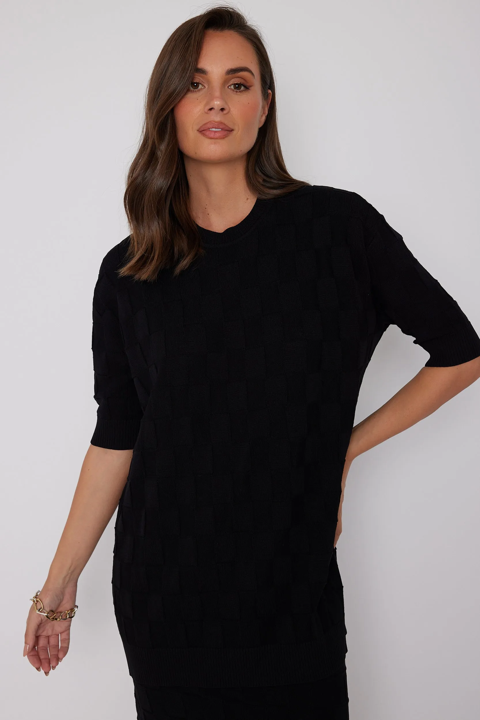 LUX Crew Knit Top Black