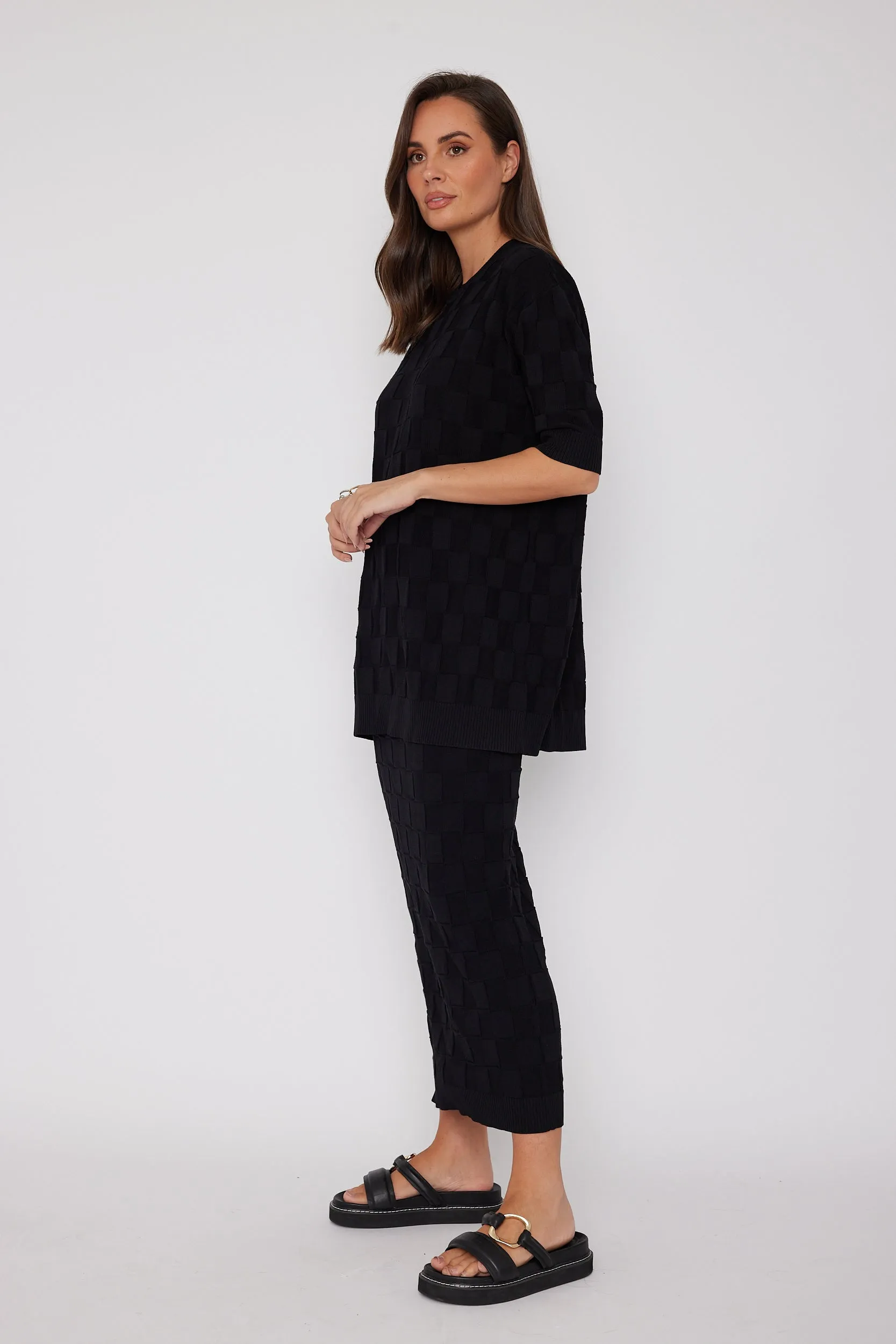 LUX Crew Knit Top Black