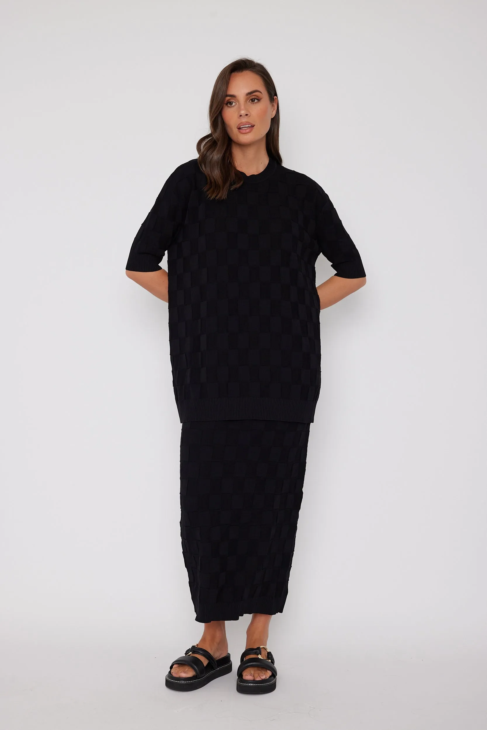 LUX Crew Knit Top Black