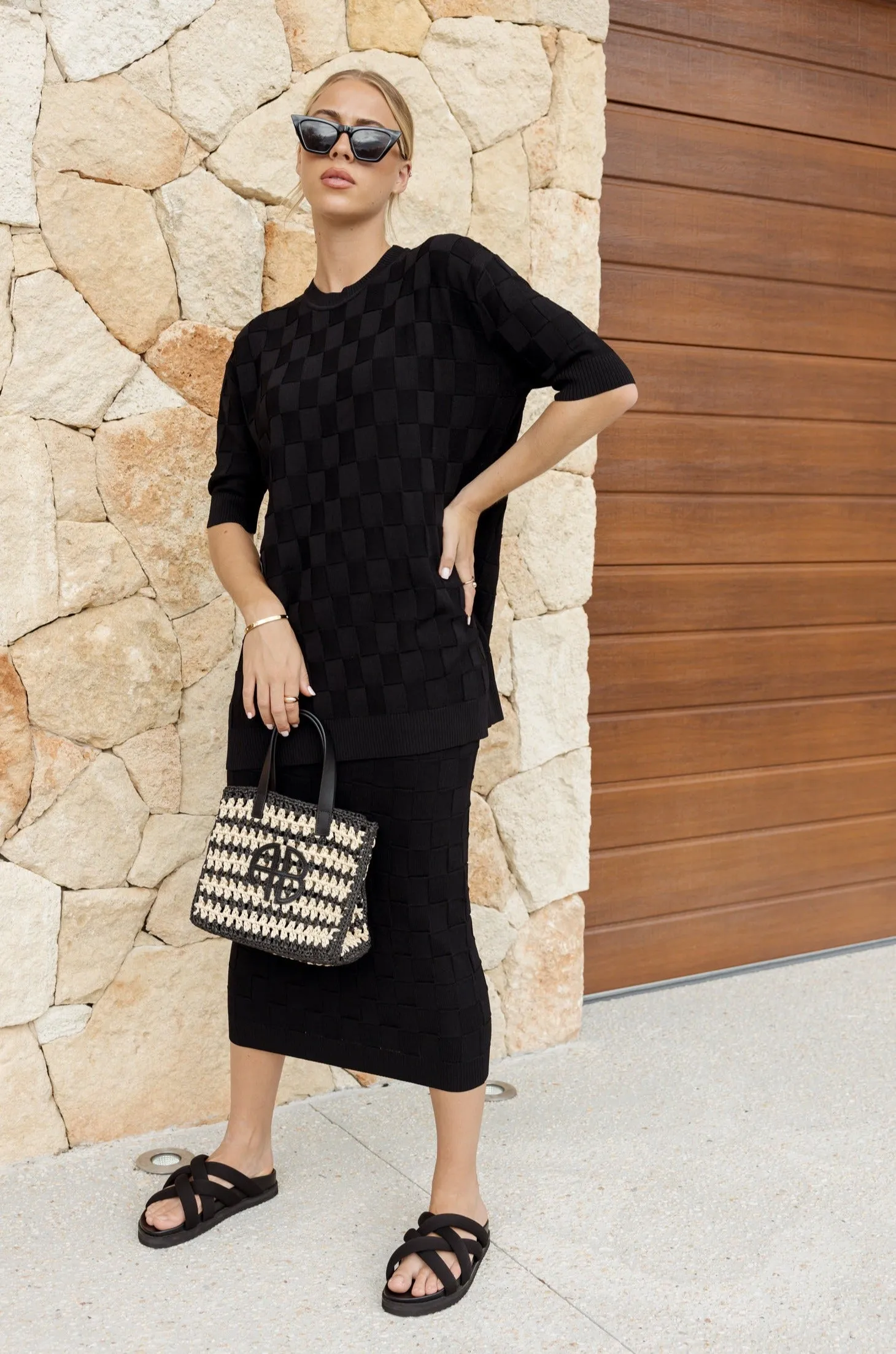 LUX Crew Knit Top Black