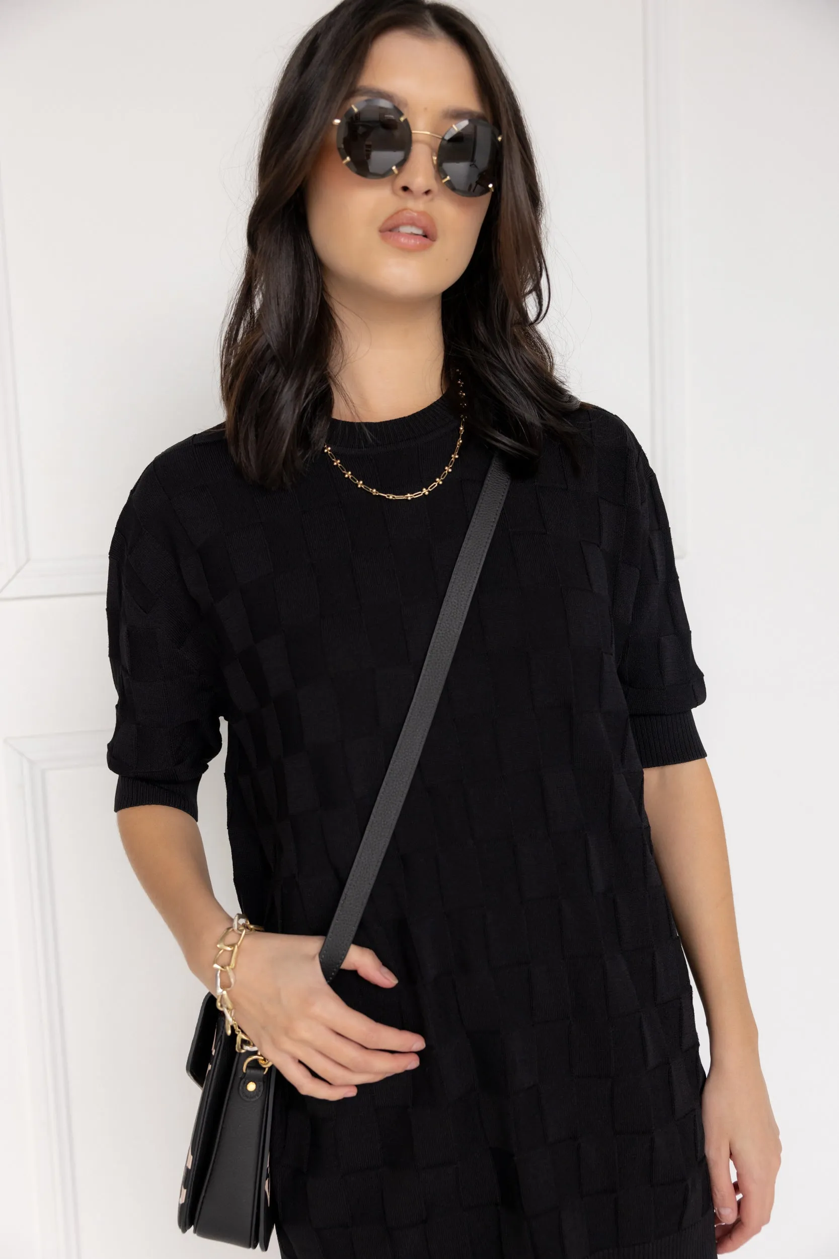 LUX Crew Knit Top Black