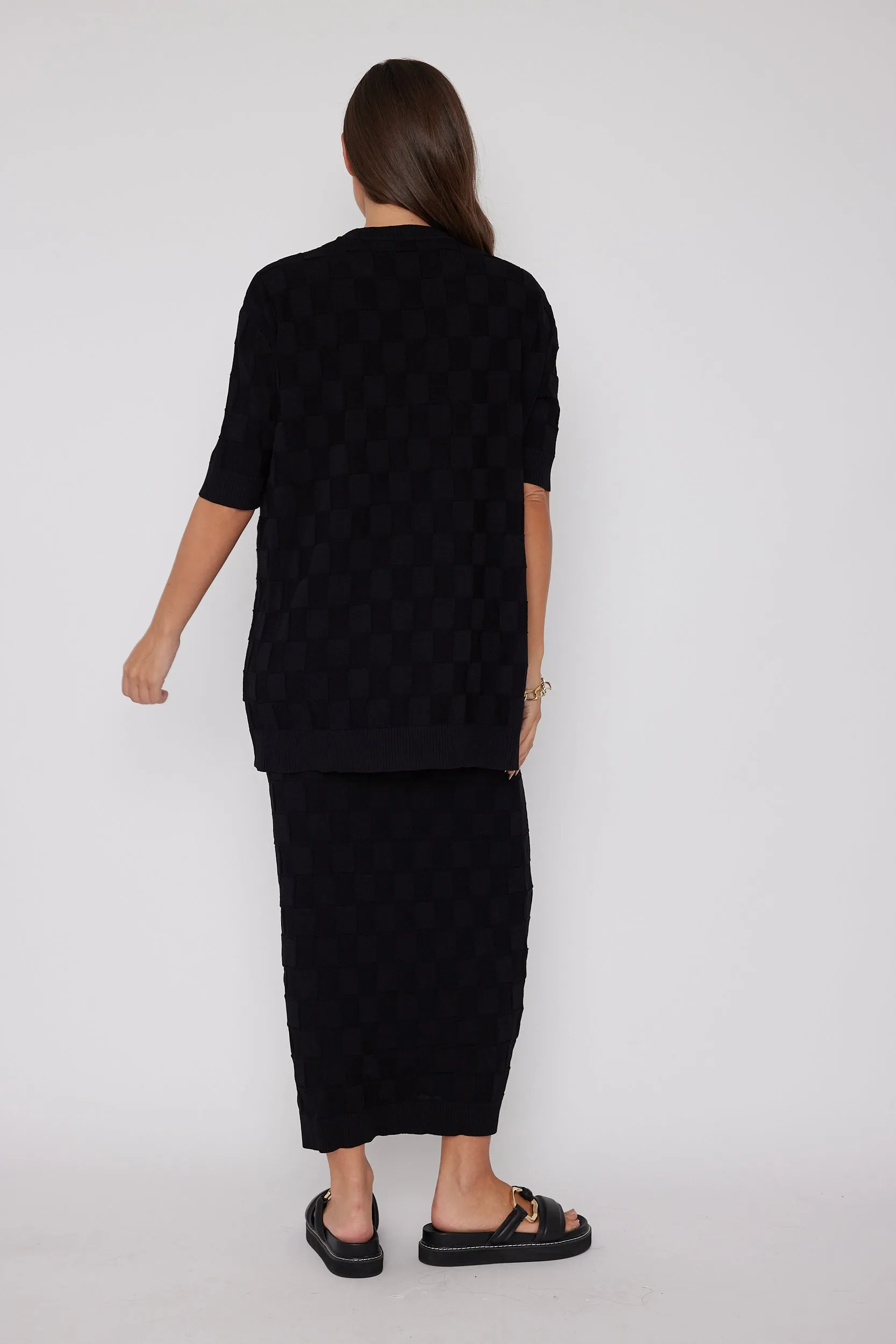 LUX Crew Knit Top Black
