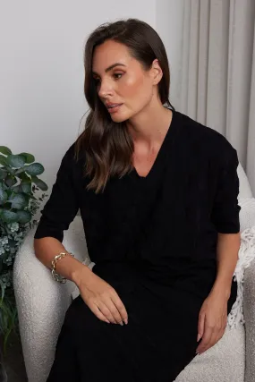 LUX V Knit Top Black