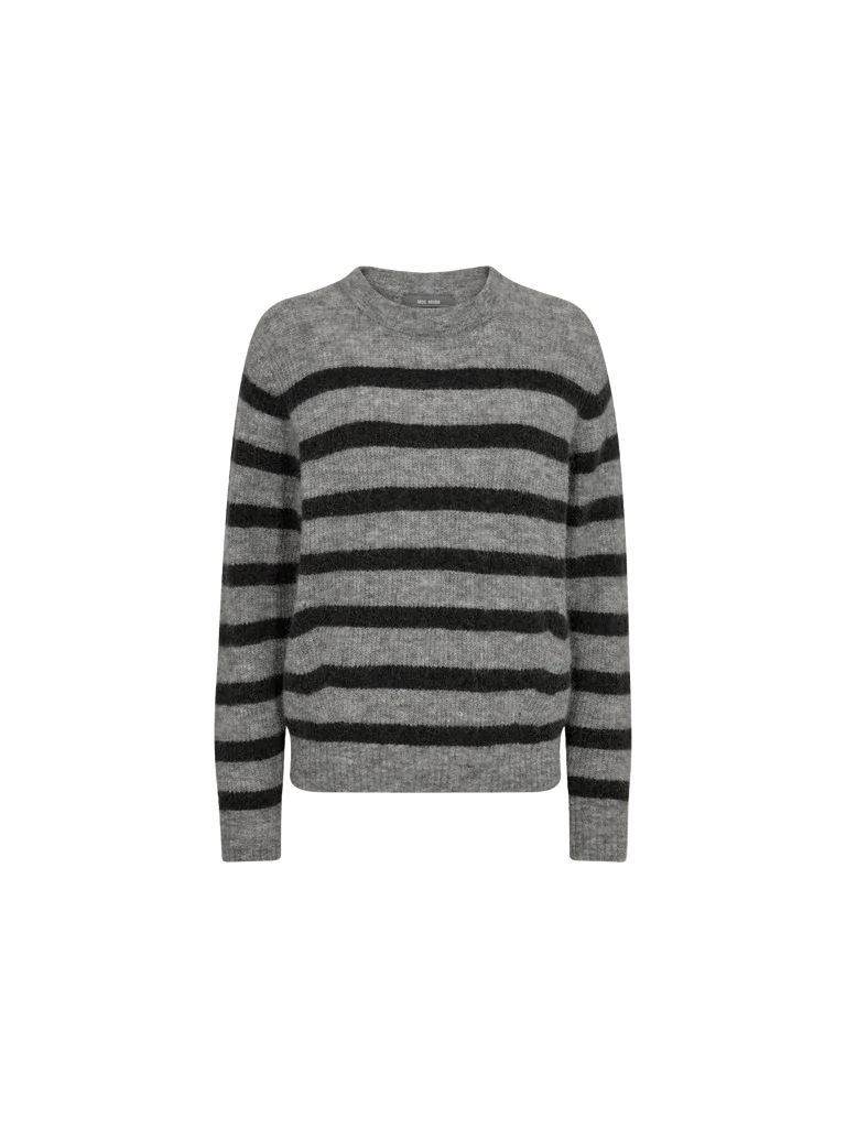 Mos Mosh Thora Stripe Crew Neck Jumper - Sharkskin