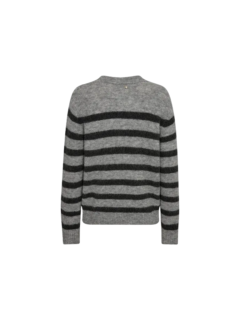 Mos Mosh Thora Stripe Crew Neck Jumper - Sharkskin