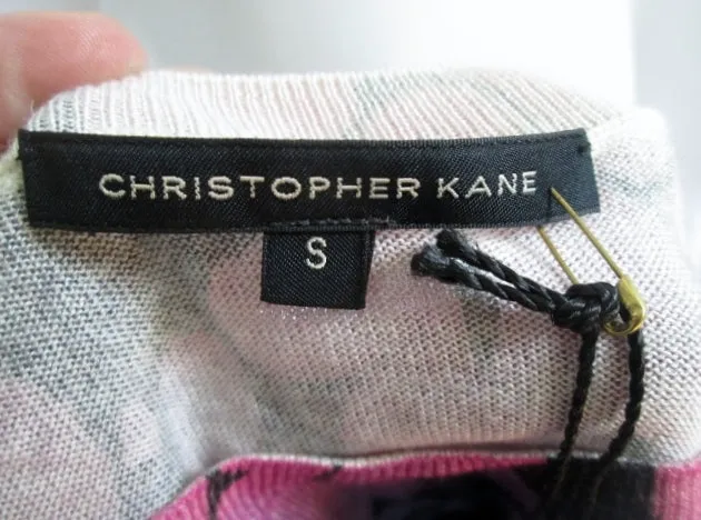 NEW NWT CHRISTOPHER KANE SILK Top Sweater S FLORAL RAINBOW Womens PRIDE