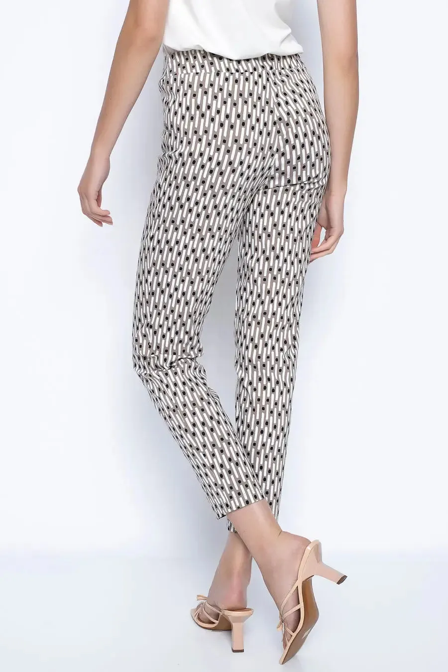 New Style Dot & Dash Pull-On Straight Leg Ankle Pants