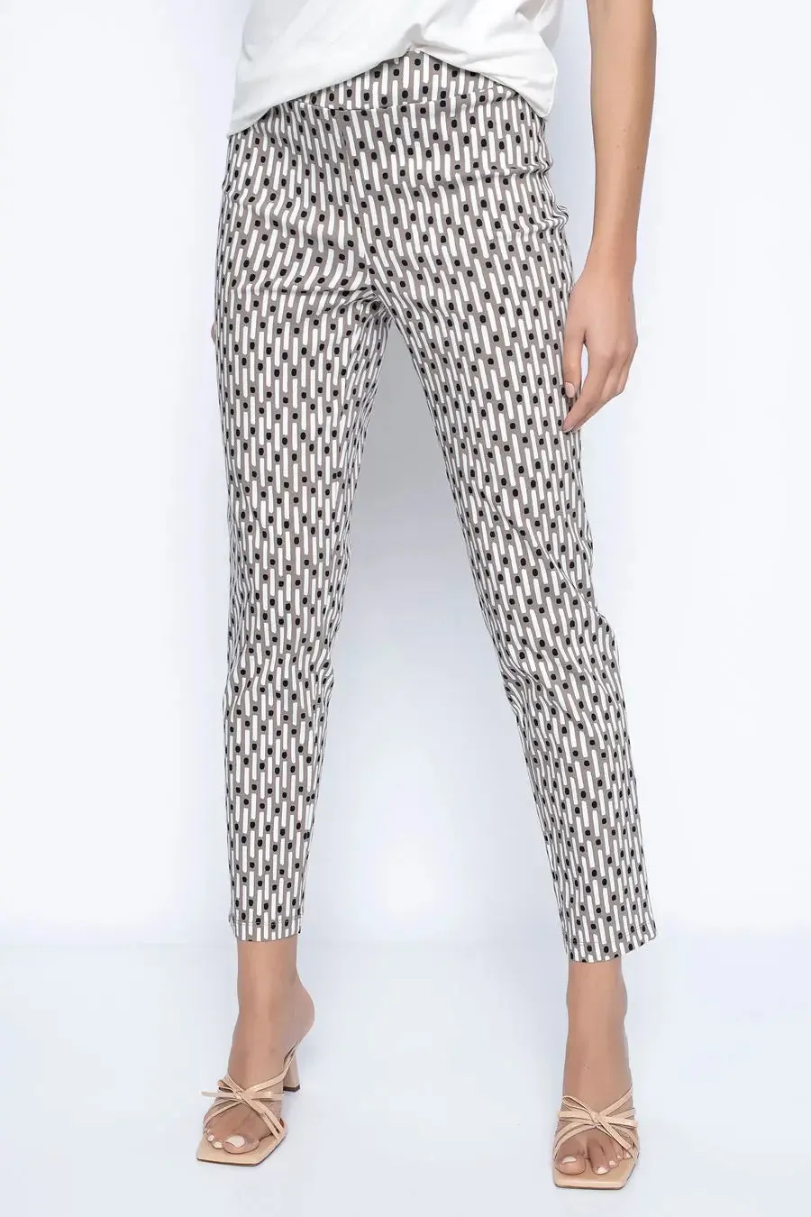 New Style Dot & Dash Pull-On Straight Leg Ankle Pants