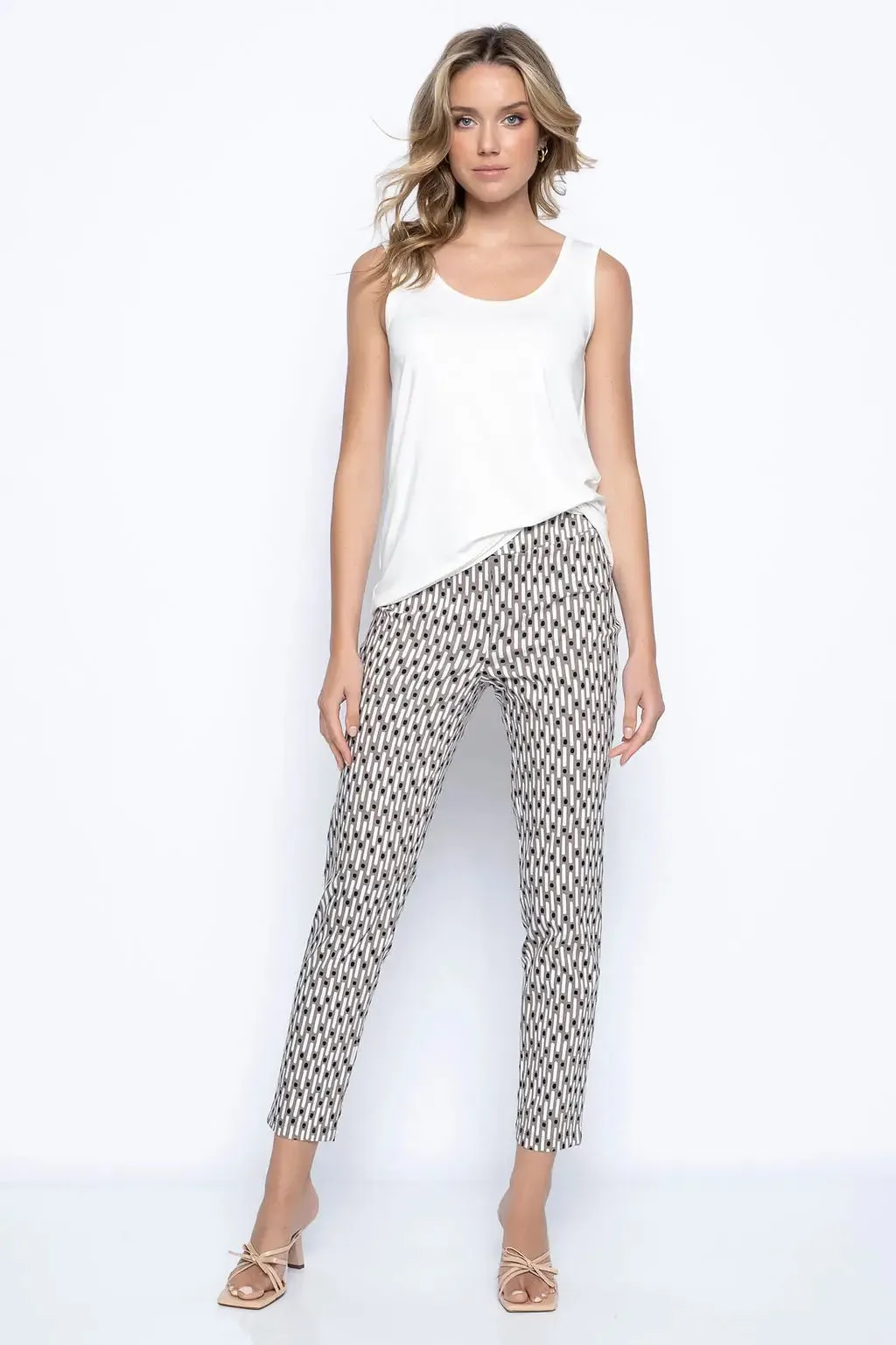 New Style Dot & Dash Pull-On Straight Leg Ankle Pants