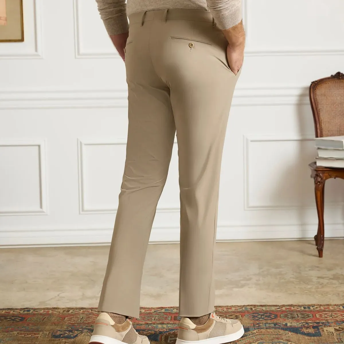 Noah Active Trousers in Tan (Trim Tapered Fit) by Zanella