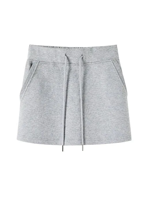 Off-the-shoulder   strap sweatshirt skirt zip-up top