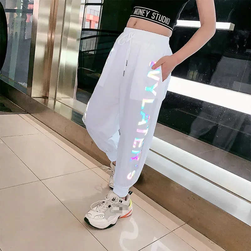 Pants Reflective Joggers Girls Harem Pants Track Thin Sweatpants Trousers Fashion Girls Clothes