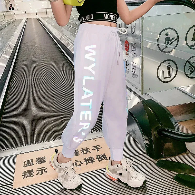 Pants Reflective Joggers Girls Harem Pants Track Thin Sweatpants Trousers Fashion Girls Clothes