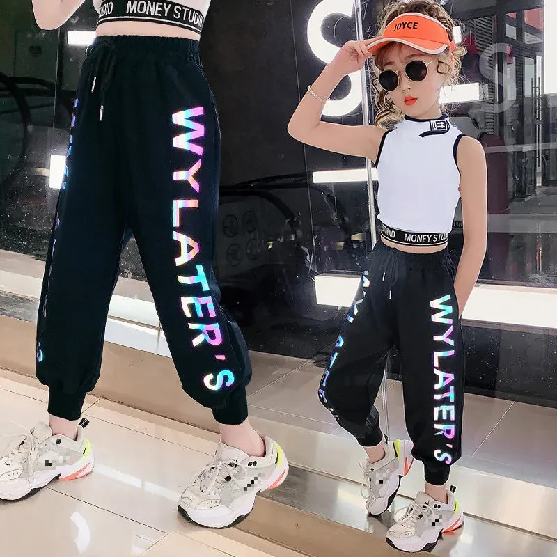 Pants Reflective Joggers Girls Harem Pants Track Thin Sweatpants Trousers Fashion Girls Clothes